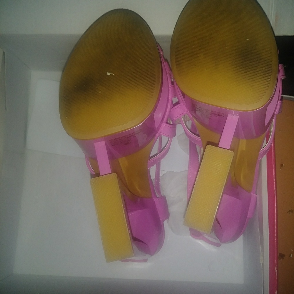 Pretty Pink Block ✂ Out Heels - Picture 4 of 4